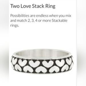 Brighton Two Love Stack Ring with Heart Design, Size 9